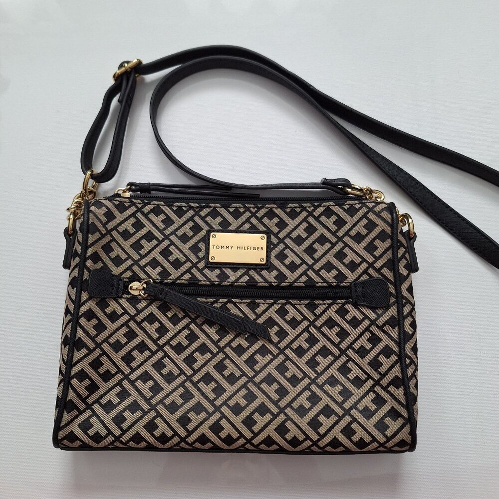 Tommy Hilfiger Black and Gold Crossbody Bag